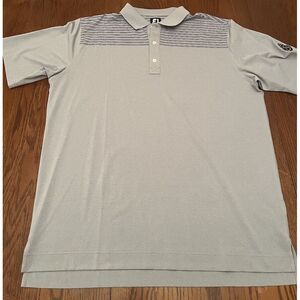 FOOTJOY Short Sleeve Polo Golf Shirt XL Gray, Black Stripes, Logo, FJ‎